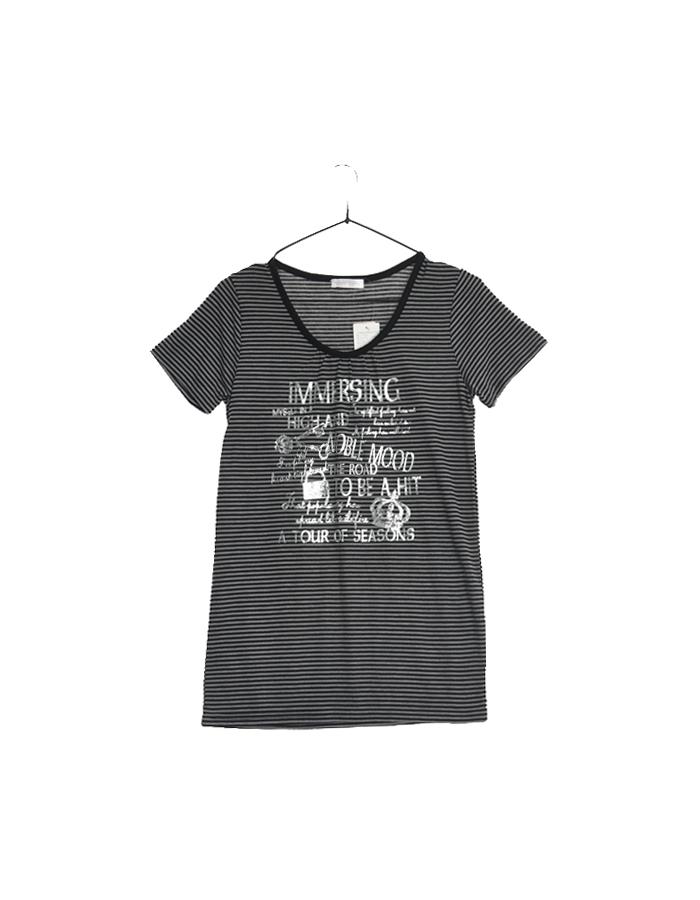 (새상품)CHAMI CHAMI 스트라이프 프린팅 티셔츠/WOMAN S