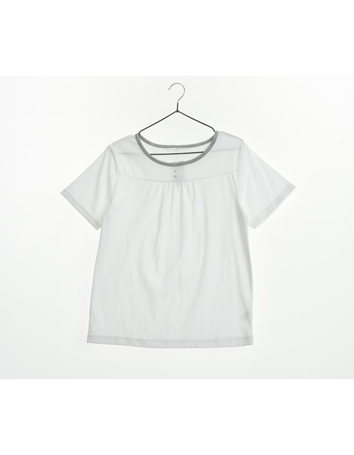 (새상품)JPN 셔링 단추 반팔 티셔츠/WOMAN M
